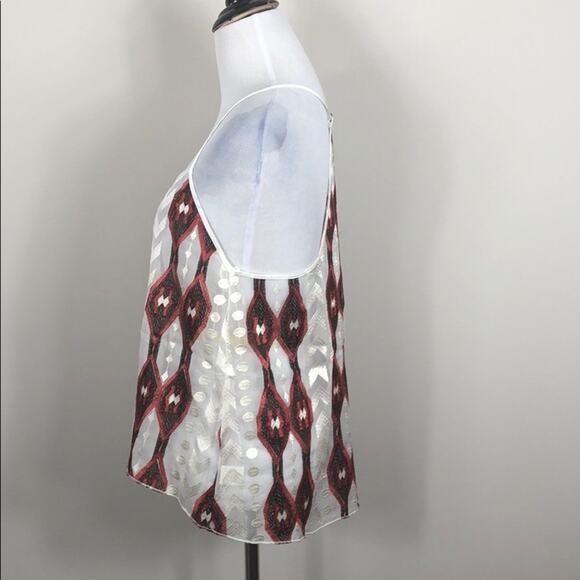 Line & Dot Top Sheer Silk Tribal Racerback Tank - Picture 2 of 4